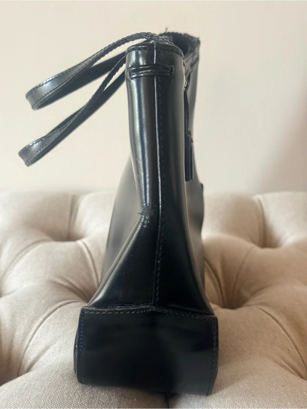 Vintage Anya Hindmarch Black Patent Leather Tassel Bag  Y2K